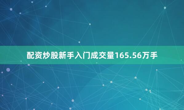 配资炒股新手入门成交量165.56万手